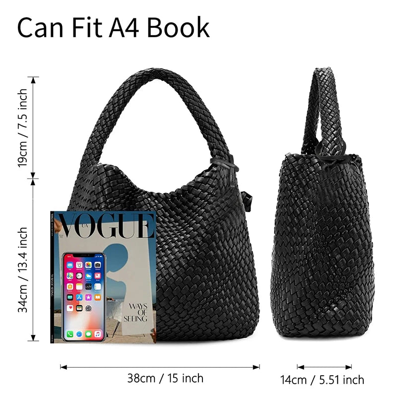 Borsa Tote Intrecciata Donna - Pelle Morbida Estate Viaggio Spiaggia