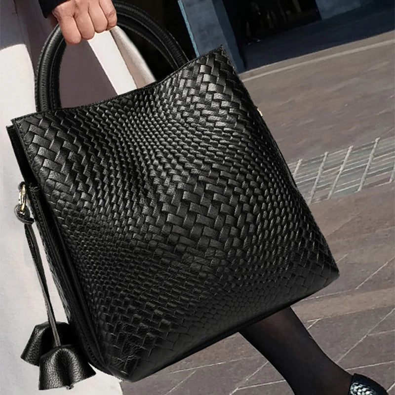 Borsa Donna Intrecciata Nera - Pelle Bovina Luxury Lavoro