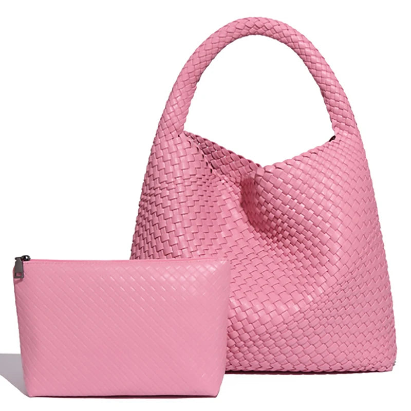 Borsa Tote Intrecciata Donna - Pelle Morbida Estate Viaggio Spiaggia