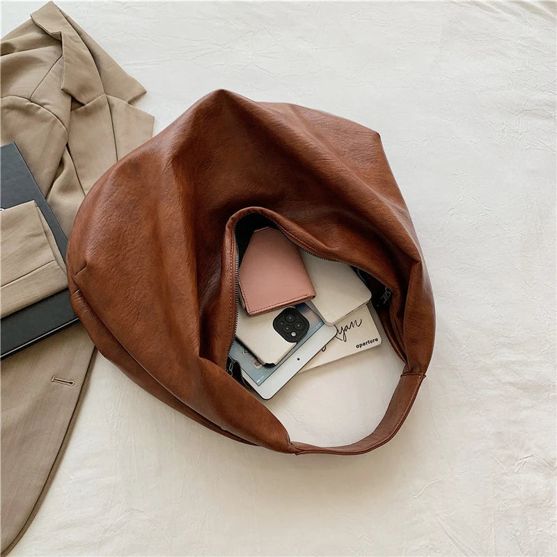 Borsa Donna Nera Grande Hobo - Pelle Morbida Viaggio Shopping