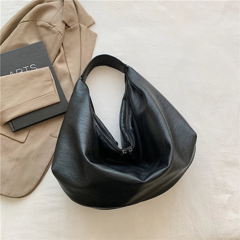 Borsa Donna Nera Grande Hobo - Pelle Morbida Viaggio Shopping