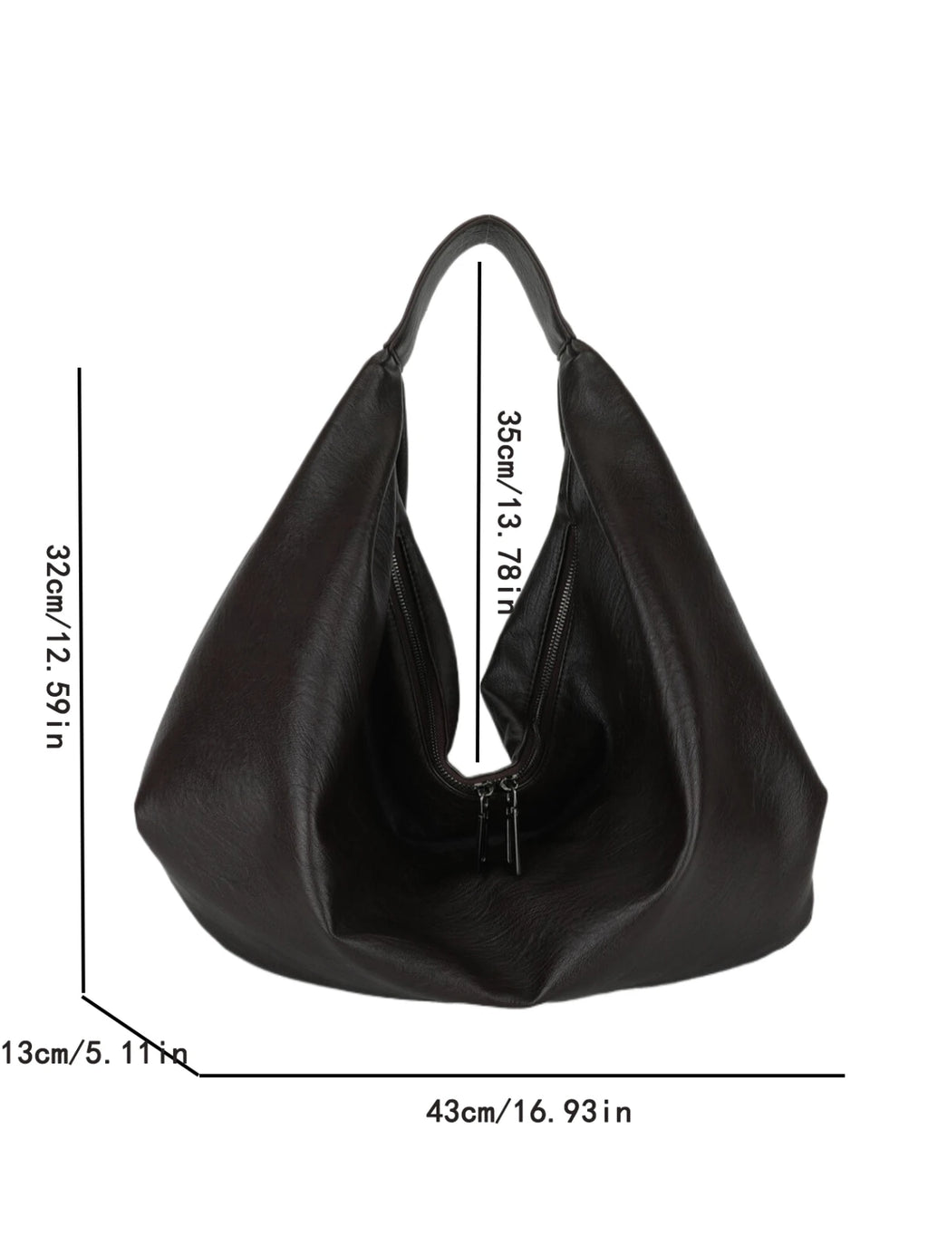 Borsa Donna Nera Grande Hobo - Pelle Morbida Viaggio Shopping