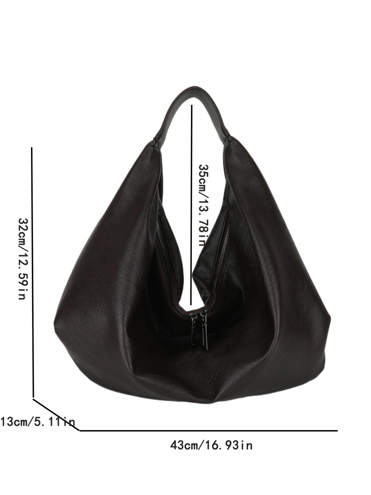 Borsa Donna Nera Grande Hobo - Pelle Morbida Viaggio Shopping