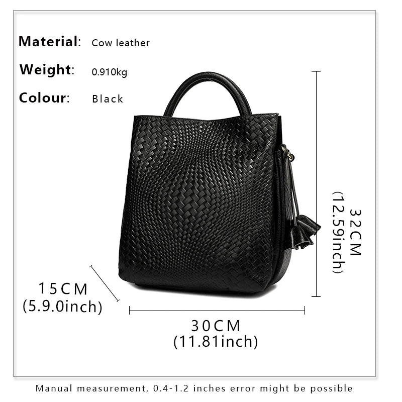 Borsa Donna Intrecciata Nera - Pelle Bovina Luxury Lavoro