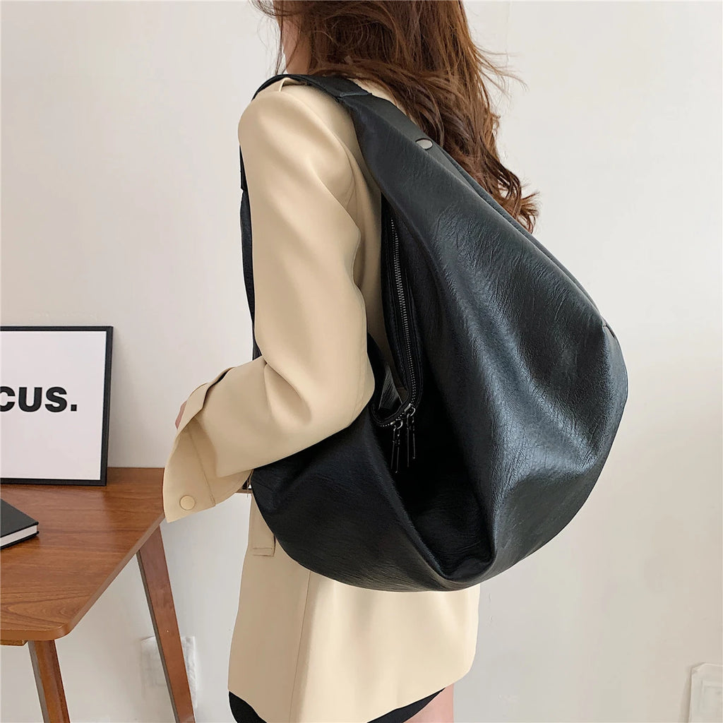 Borsa Donna Nera Grande Hobo - Pelle Morbida Viaggio Shopping