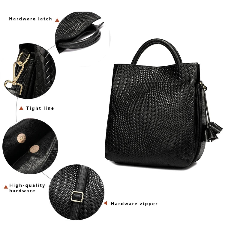 Borsa Donna Intrecciata Nera - Pelle Bovina Luxury Lavoro