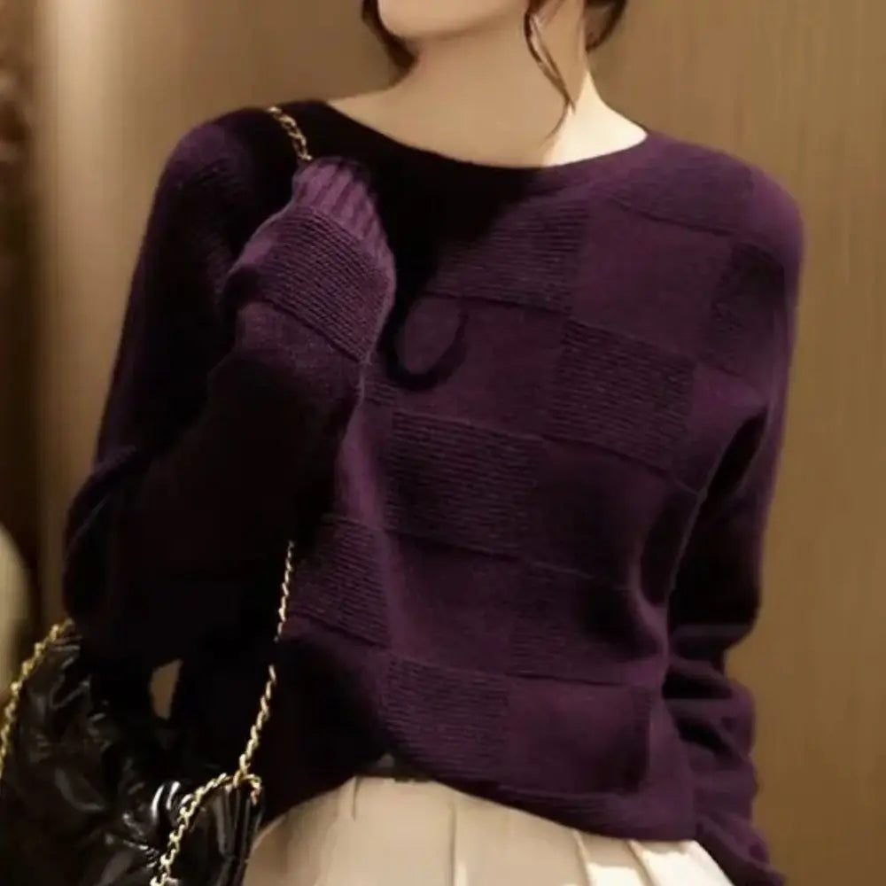 New Spring and Autumn Fashion Korean Edition Solid Color Round Neck Top Loose and Versatile Style Youth Reducing Women's Sweater