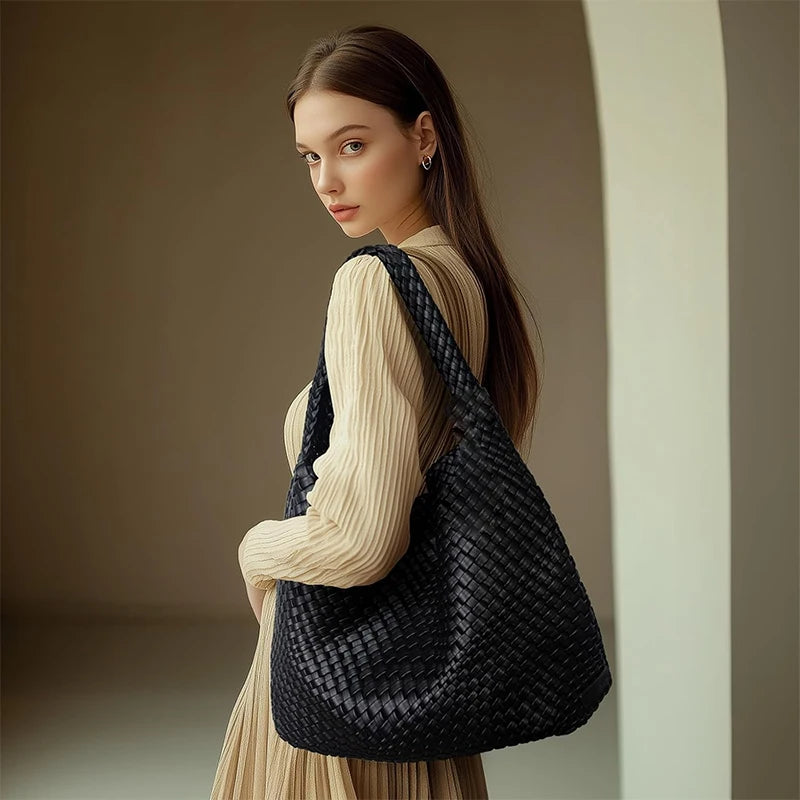 Borsa Tote Intrecciata Donna - Pelle Morbida Estate Viaggio Spiaggia